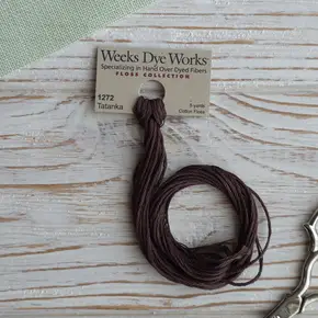 Бавовняне муліне ручного фарбування Weeks Dye Works 1272 Tatanka (Татанка). Преміальні нитки секційного фарбування (меланж) глибокого коричневого відтінку для вишивання хрестиком. Купити оригінальне американське муліне WDW для рукоділля в Україні.
