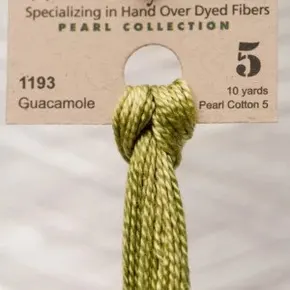 Муліне Weeks Dye Works Pearl Cottons #5 1193 Guacamole — перлові нитки зеленого кольору для вишивки та рукоділля, пофарбовані вручну