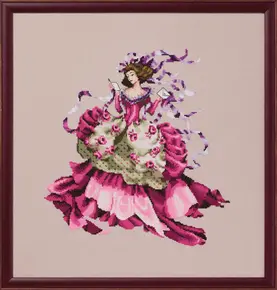 Оригінальна паперова схема для вишивки хрестиком та бісером Mirabilia Designs Pretty in Pink (Краса в рожевому) MD194 — купити дизайн з розкішною рожевою сукнею в інтернет-магазині Crazy Cross Stitch.