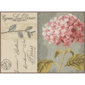 LanArte Hydrangea Гортензія PN-0008104 вишивка рожевої гортензії на тканині з декоративним фоном